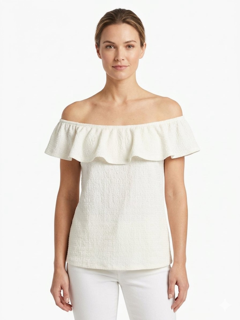 Anthropologie Off-Shoulder Ruffle Camisole in Cream